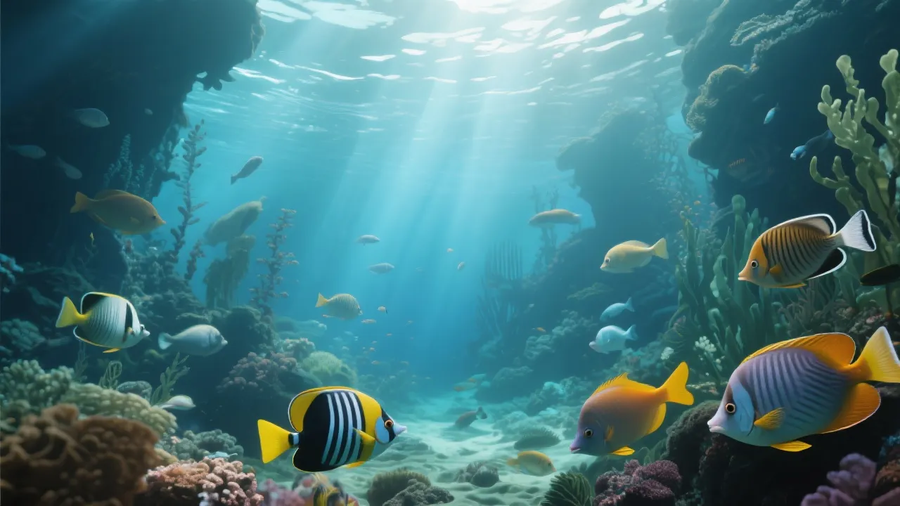 海洋世界与休闲捕鱼场景